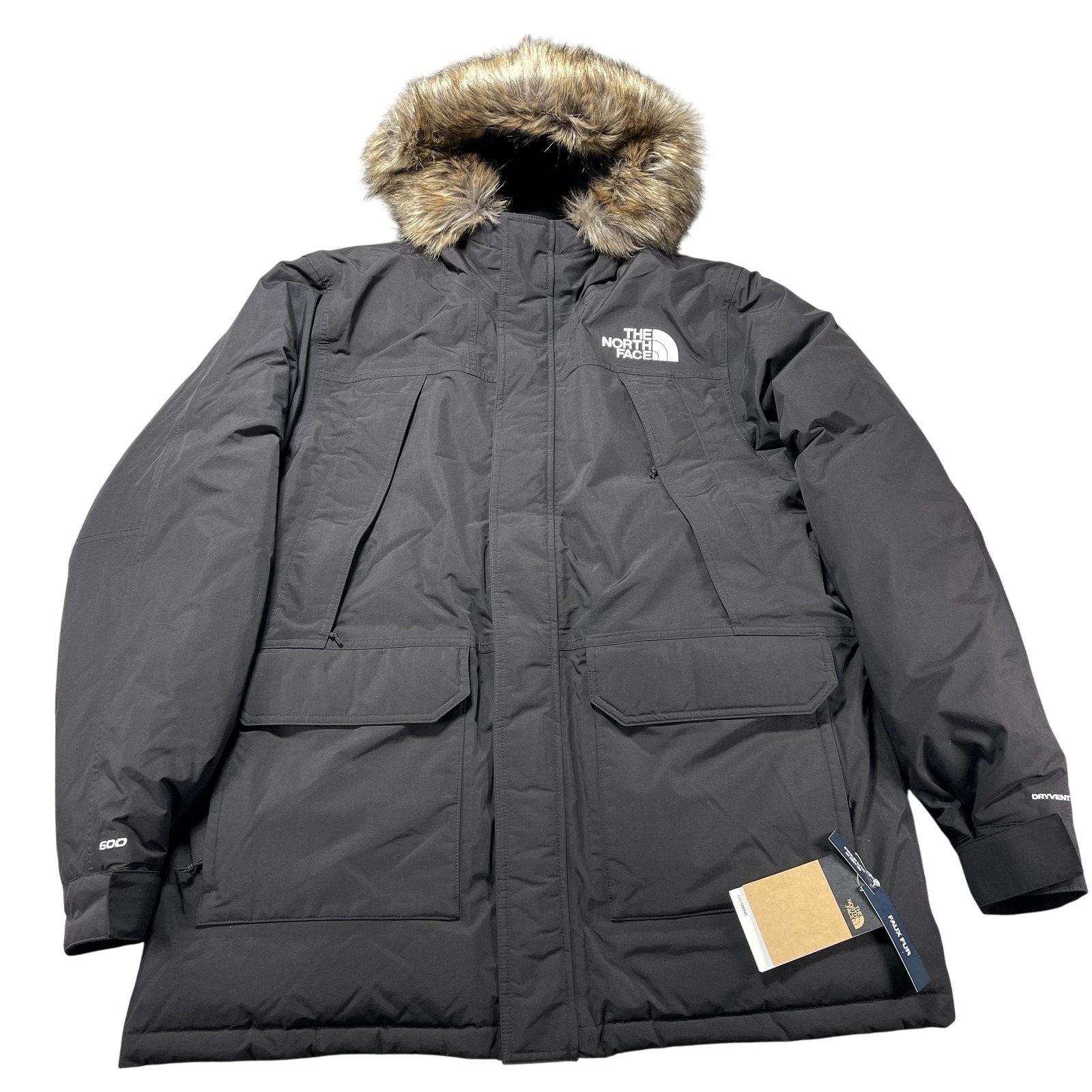 The North Face Mcmurdo Parka Coat Mens Large Black Down 600 Dryvent Hooded Nwt